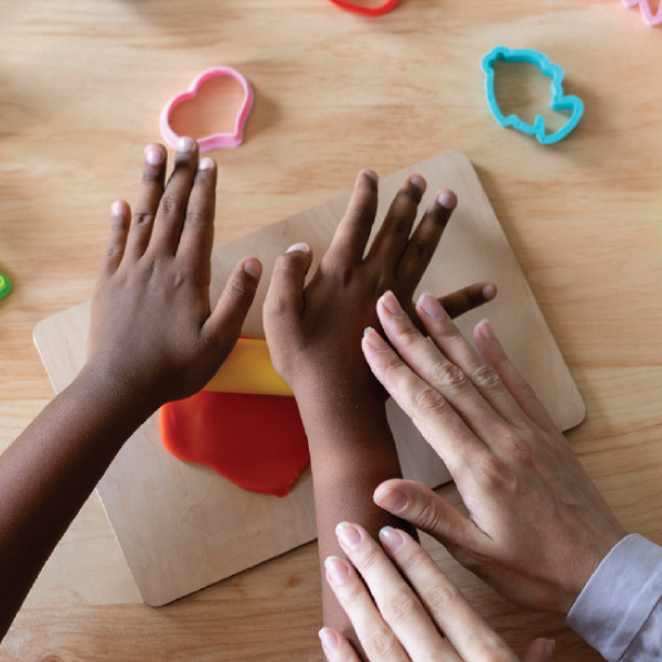 Teacher and students hands on craft project